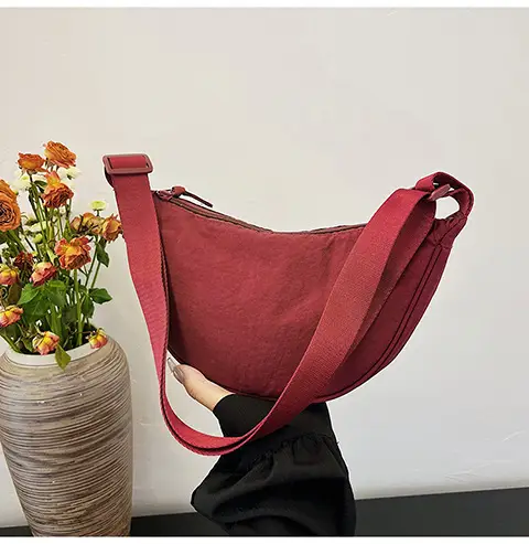 Women's Orange Crossbody Bag Nylon Shoulder Bag - Image 4