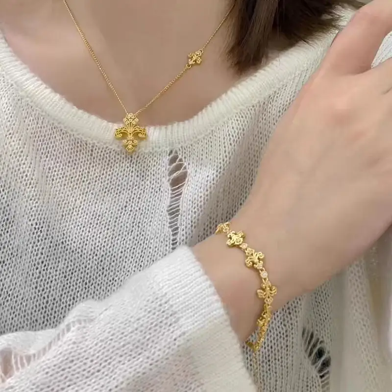 Gold Ancient Iris Flower Bracelet for Women - Image 7
