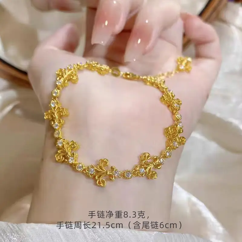 Gold Ancient Iris Flower Bracelet for Women - Image 8