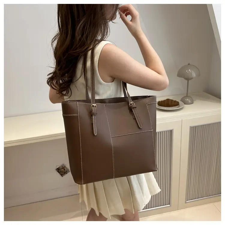 2024 Summer Women's Beige Leather Tote Bag Large Capacity — feature 13