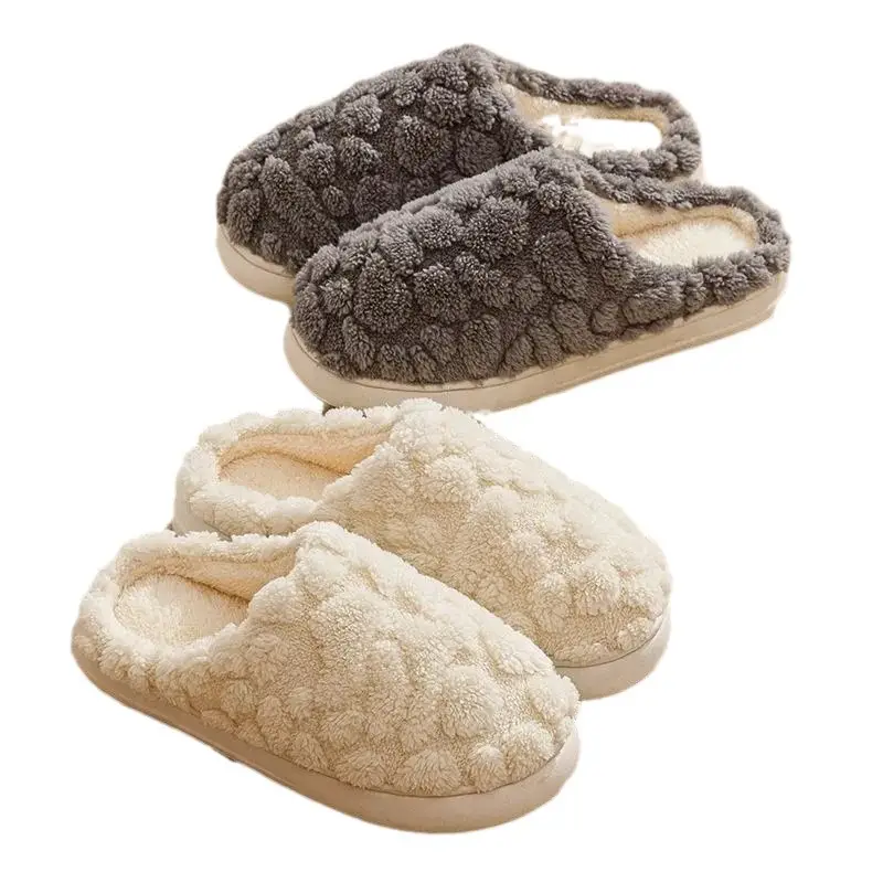 Factory Wholesale  Cotton Slippers for Autumn and Winter Household Plush Couples Warm Non-Slip Home Shoes Supermarket Spot