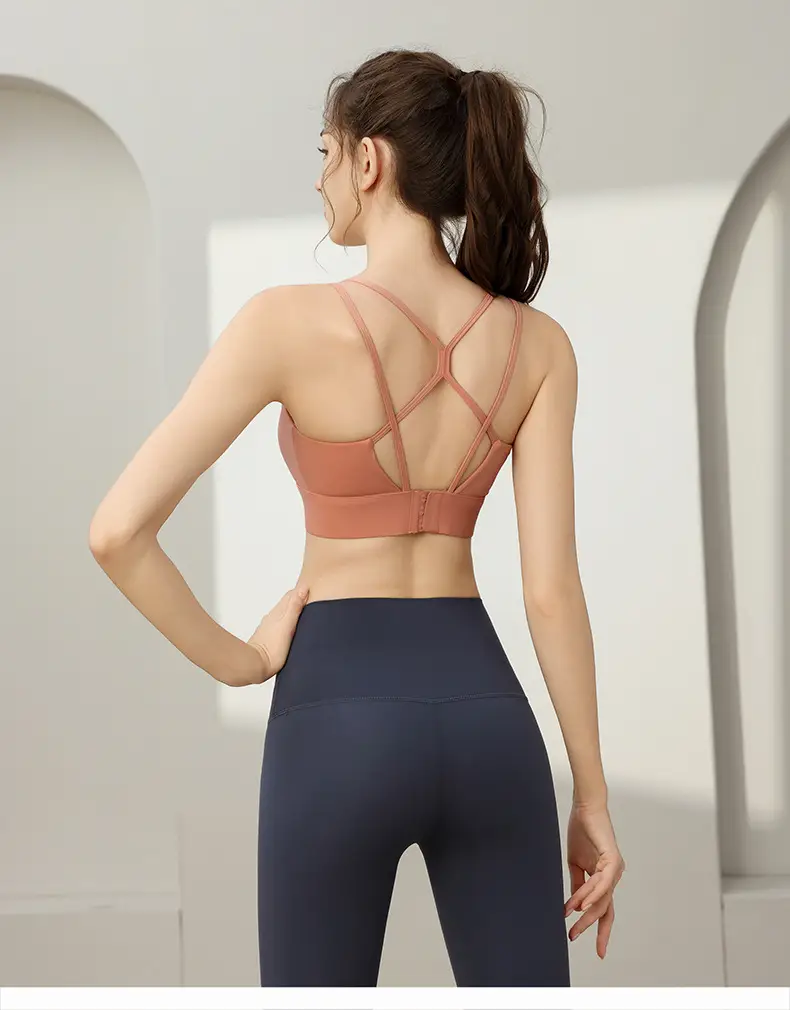 Sports Underwear Women's Shock-proof and Sagging-proof Running Fitness Yoga One-piece Beautiful Back High-strength Bra Thin Shoulder Strap Vest — feature 11