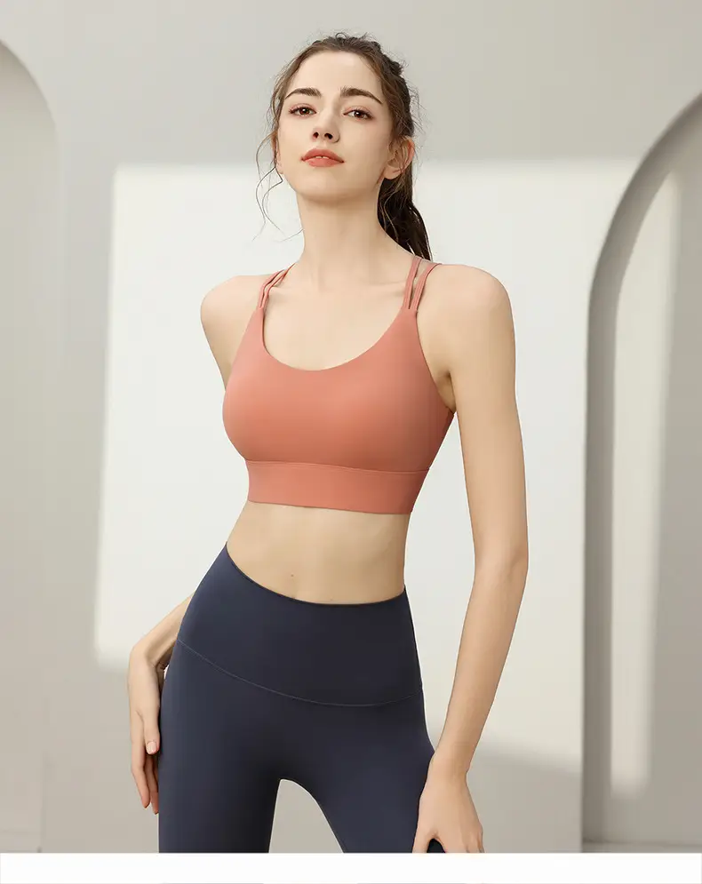 Sports Underwear Women's Shock-proof and Sagging-proof Running Fitness Yoga One-piece Beautiful Back High-strength Bra Thin Shoulder Strap Vest — feature 12