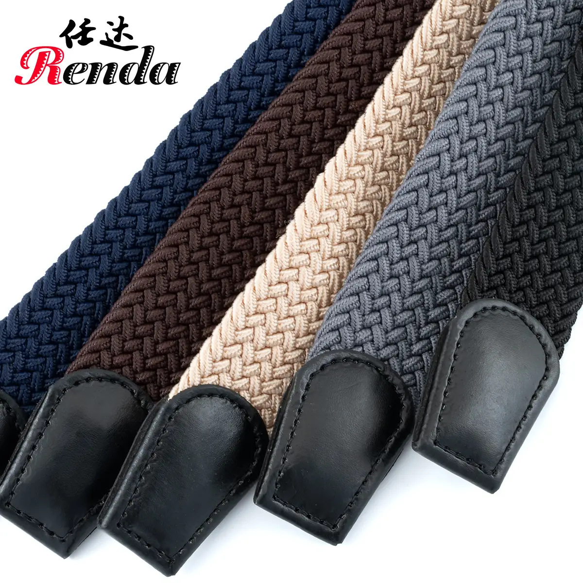 Men's Beige Nylon Braid Belt with Black Buckle - Image 8