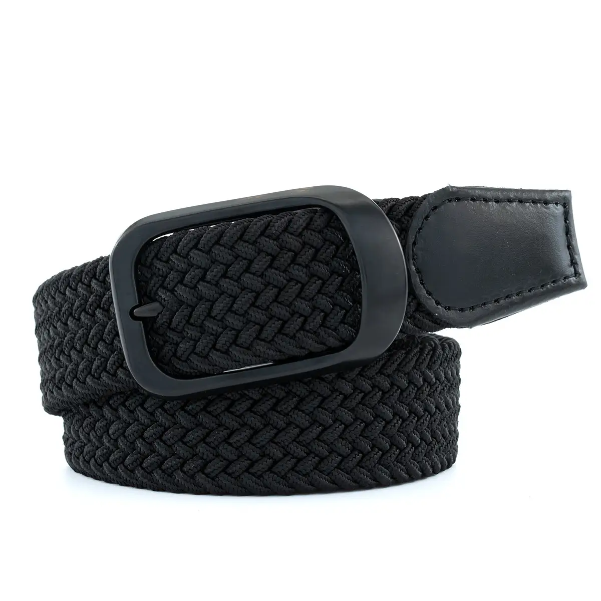 Men's Beige Nylon Braid Belt with Black Buckle - Image 10