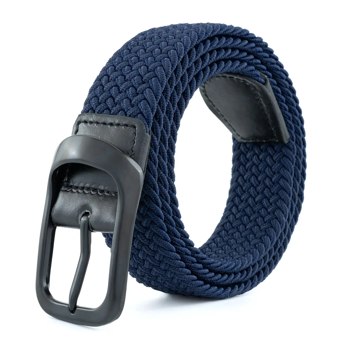 Men's Beige Nylon Braid Belt with Black Buckle - Image 2