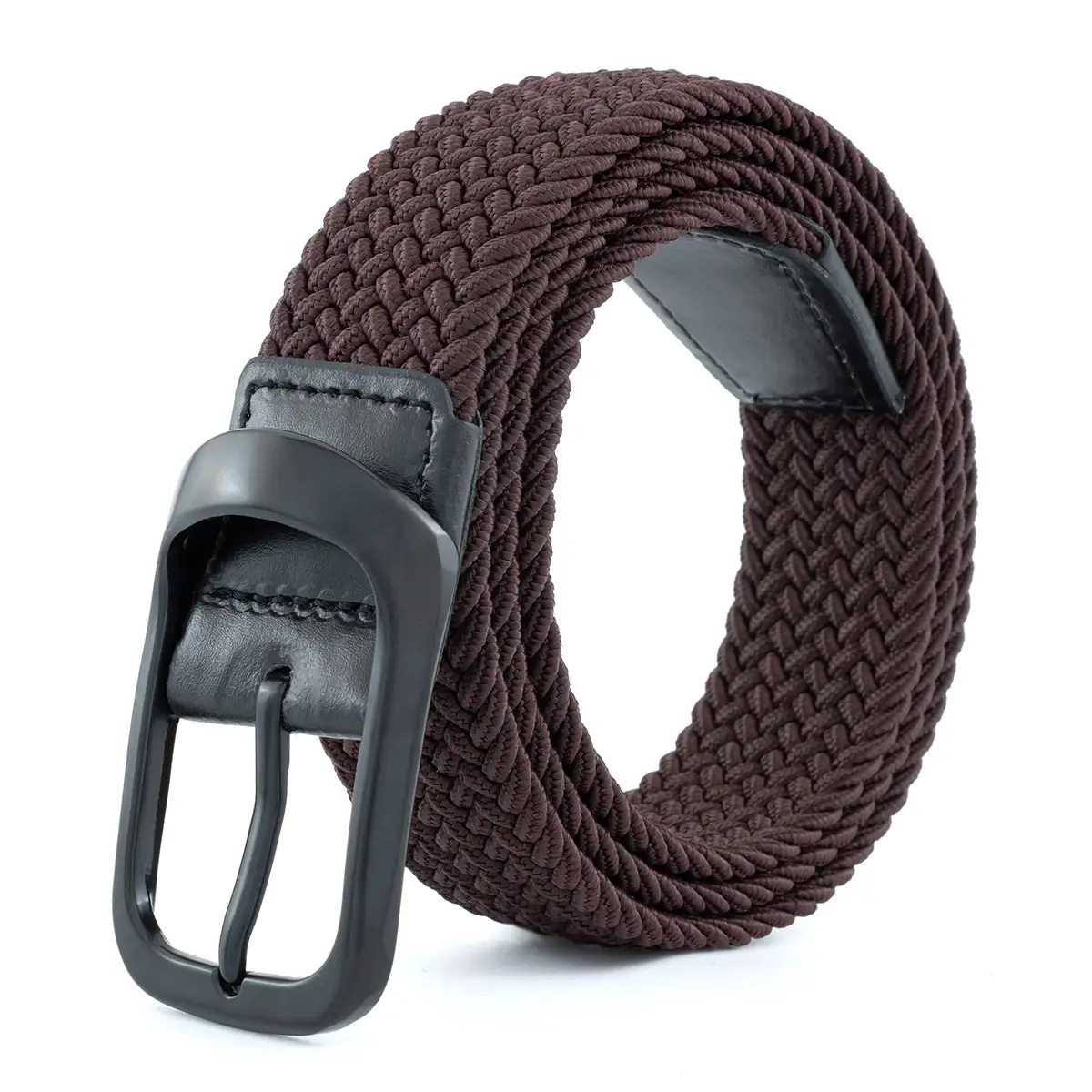 Men's Beige Nylon Braid Belt with Black Buckle - Image 3