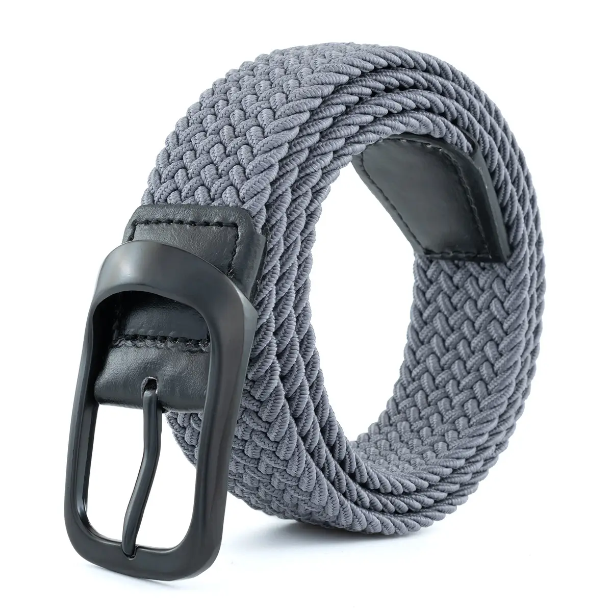 Men's Beige Nylon Braid Belt with Black Buckle - Image 4