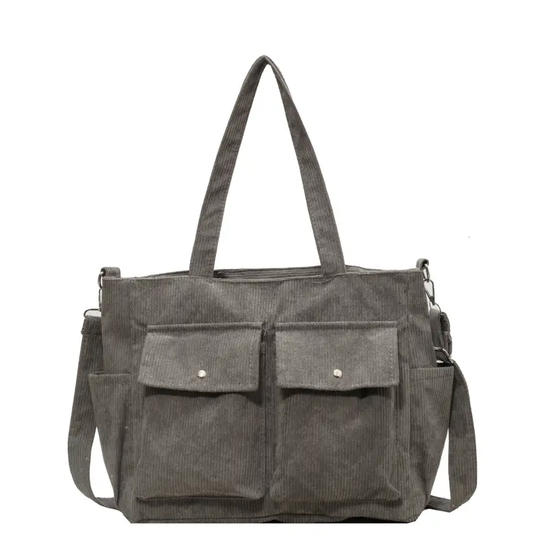 Women's Fleece Shoulder Bag Tan Large Capacity - Image 11