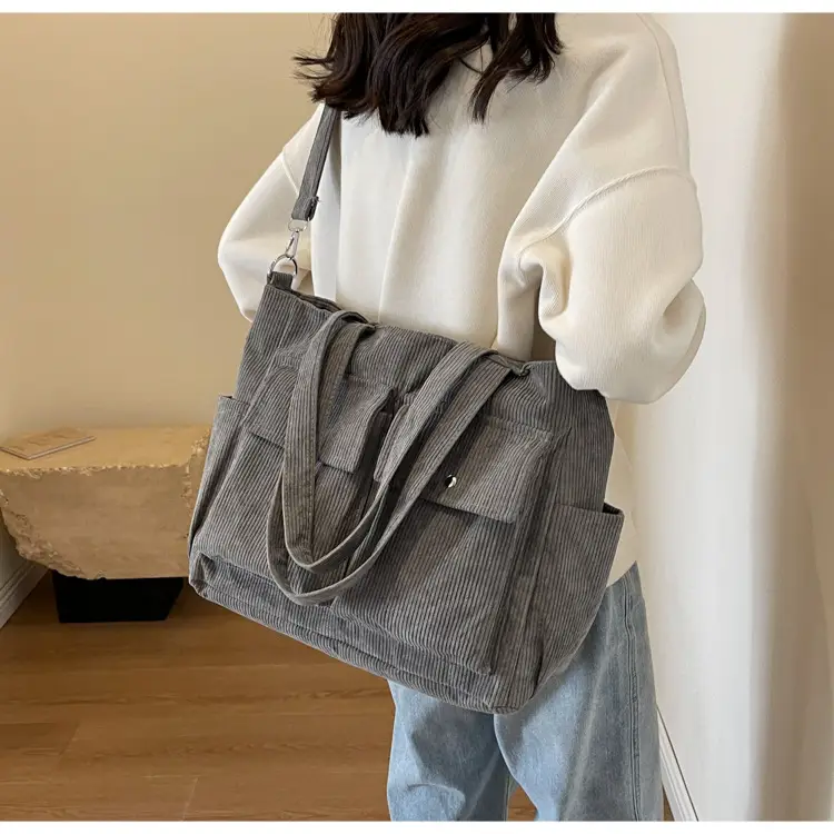 Women's Fleece Shoulder Bag Tan Large Capacity — feature 12