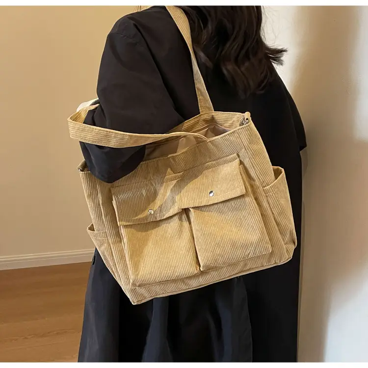 Women's Fleece Shoulder Bag Tan Large Capacity — feature 13