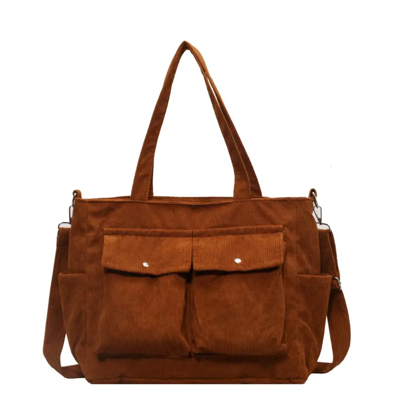 Women's Fleece Shoulder Bag Tan Large Capacity - Image 3