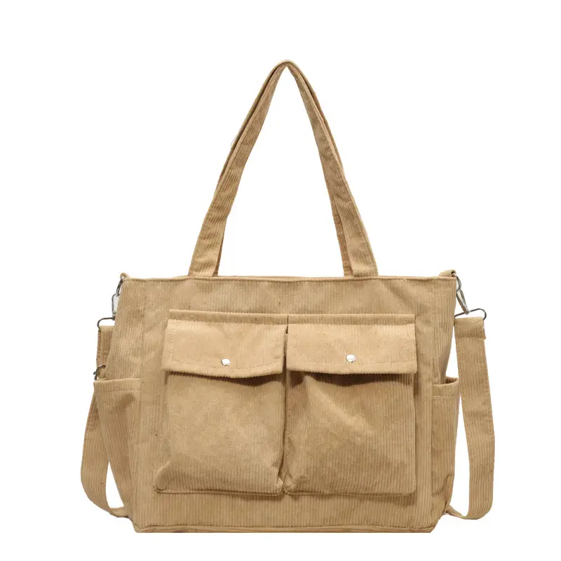 Women's Fleece Shoulder Bag Tan Large Capacity - Image 6