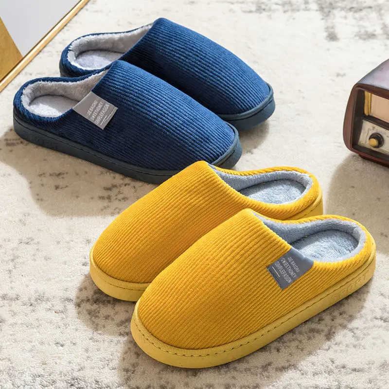 Cotton Slippers Women's Autumn and Winter Couple Slippers Men's Winter Yuezi Indoor Household Thick-soled Household fleece-lined Non-slip Cotton Shoes