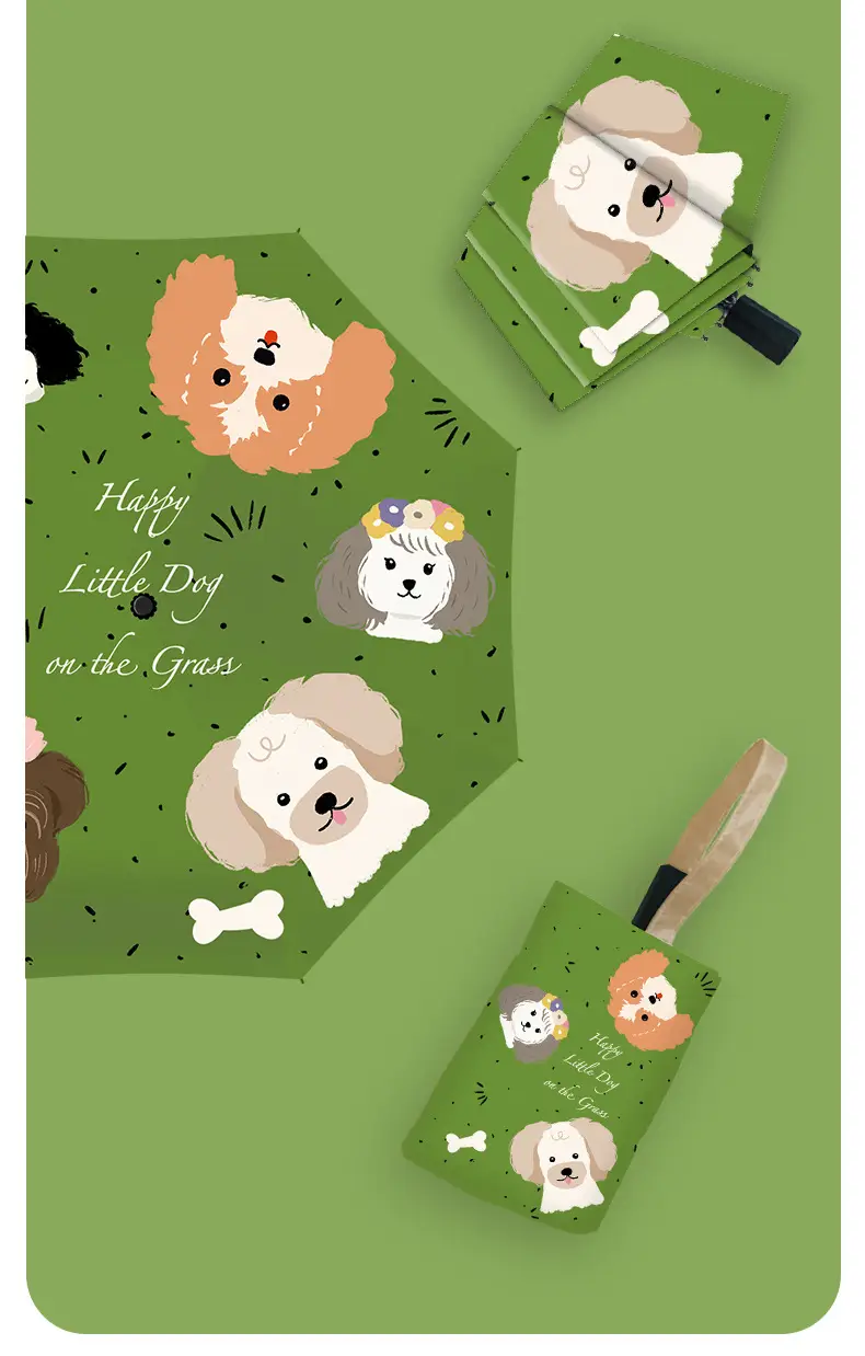 Cute Puppy Sunscreen Umbrella Black Glue — feature 8