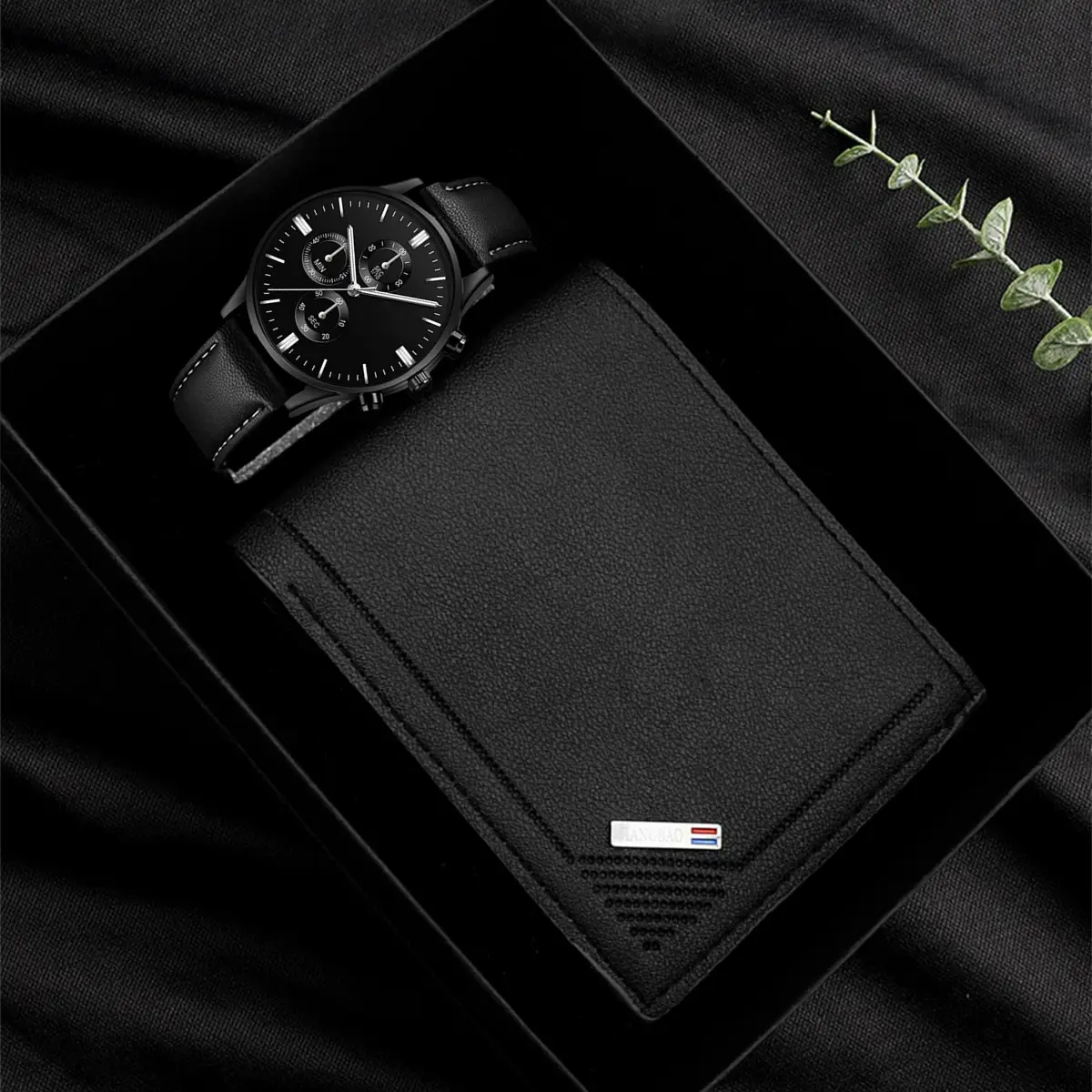 Men's Black Crossbody Watch with Bracelet Set - Image 12