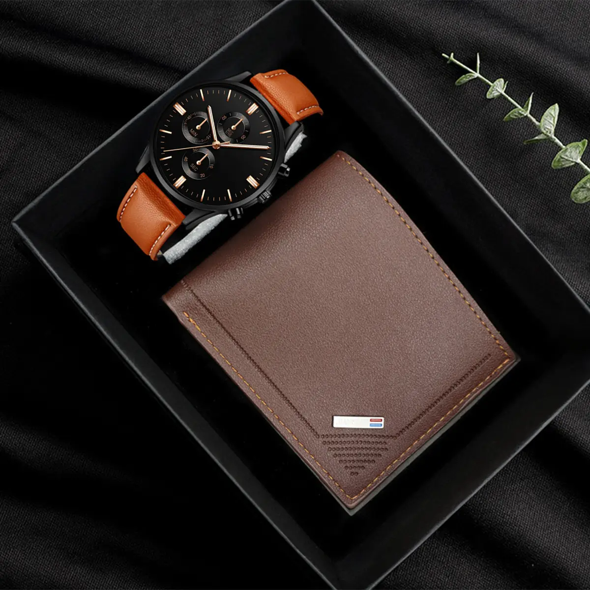 Men's Black Crossbody Watch with Bracelet Set - Image 13