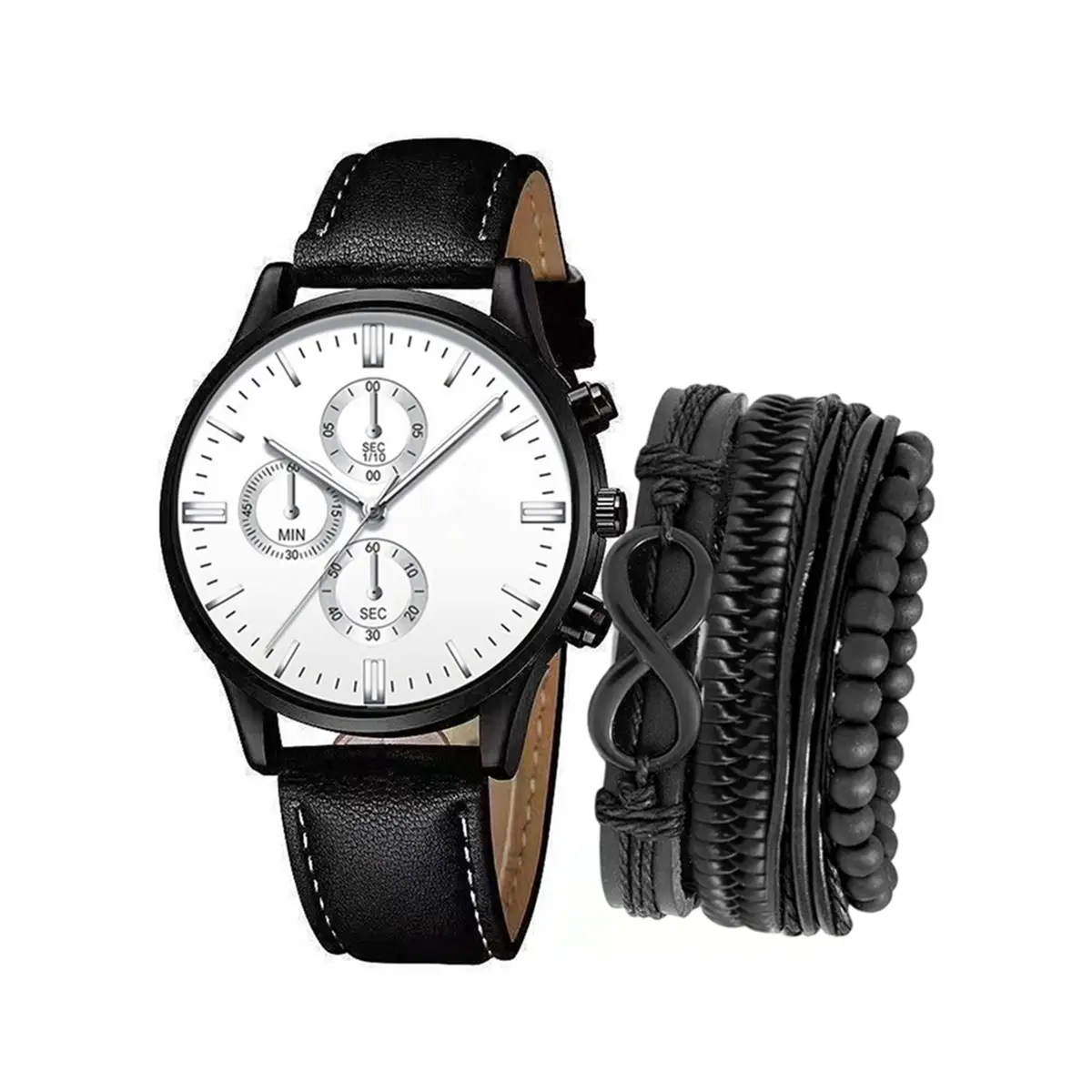 Men's Black Crossbody Watch with Bracelet Set - Image 2