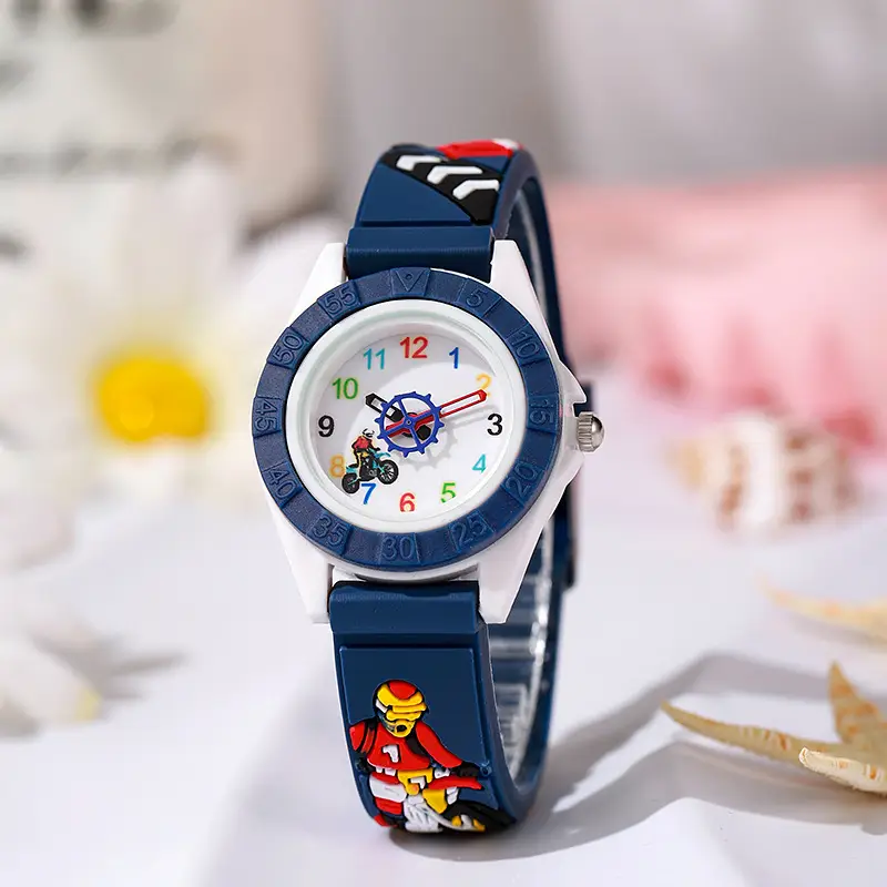 Kids Motorcycle Watch Digital Blue Plastic Student Design - Image 5