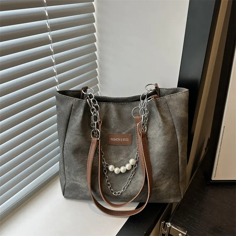 Women's Gold Velvet Shoulder Tote Bag with Chain Strap - Image 7