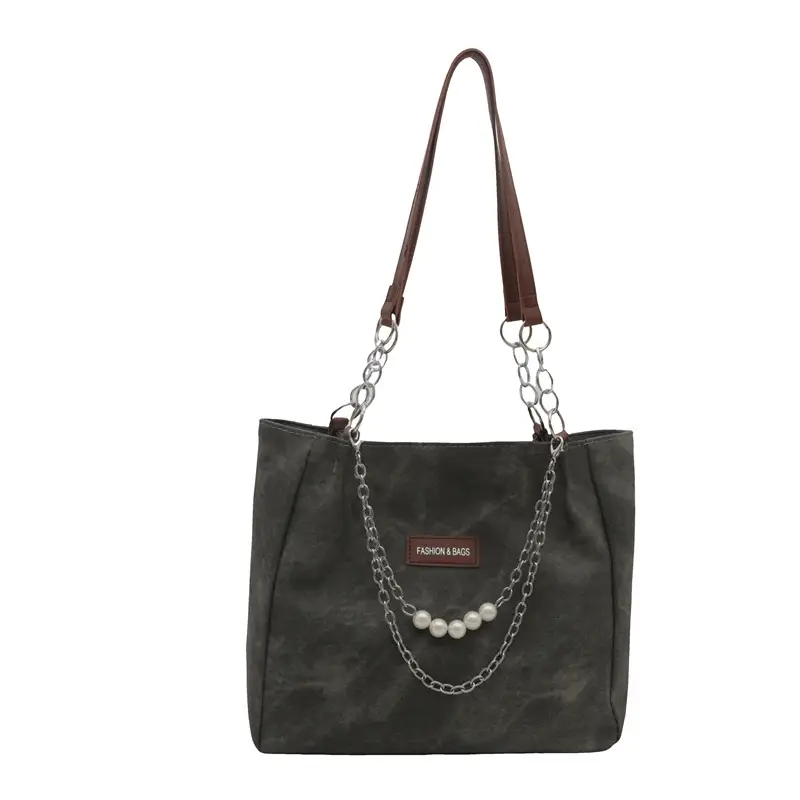 Women's Gold Velvet Shoulder Tote Bag with Chain Strap - Image 8