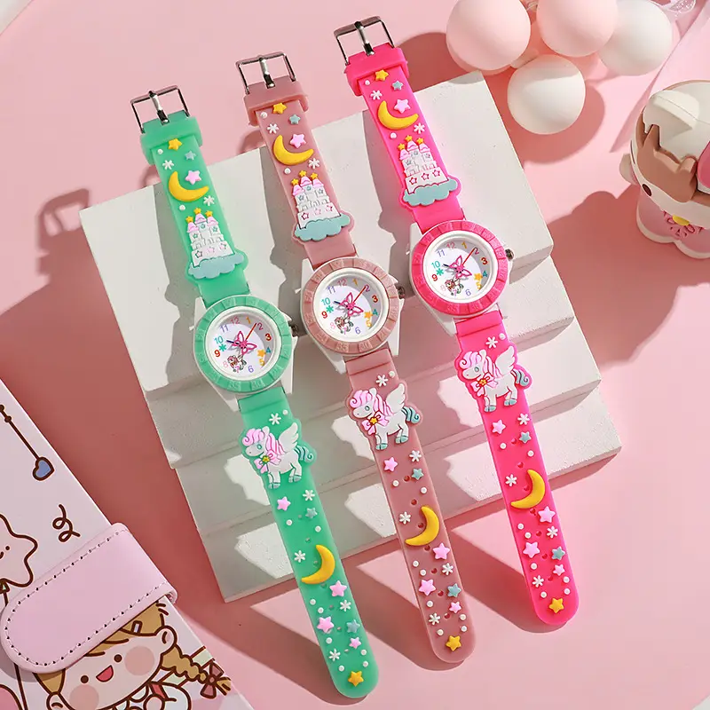 Pink Cartoon Silicone Kids Watch with Digital Display — feature 2