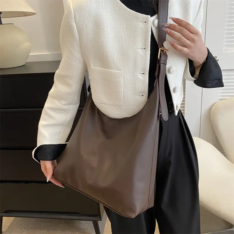 Women's Large Capacity Textile Shoulder Bag White 2024 - Image 8