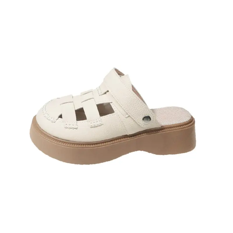 Thick-Soled Two-Wear Cut Out Baotou Sandals for Women 2023 Summer New Style Hole Pig Cage Forest Style Roman Half Slippers for Outer Wear - Image 6