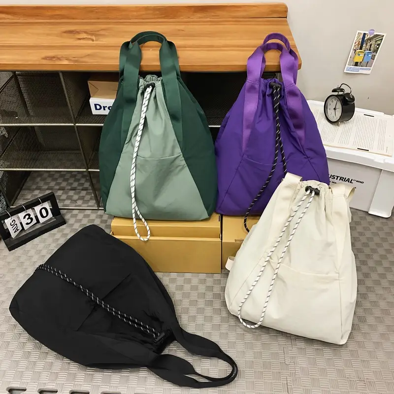 Green Drawstring Casual Backpack for Women Men