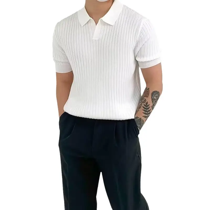 Men's Black Slim Fit Polo Shirt with Light Blue Jeans - Image 5