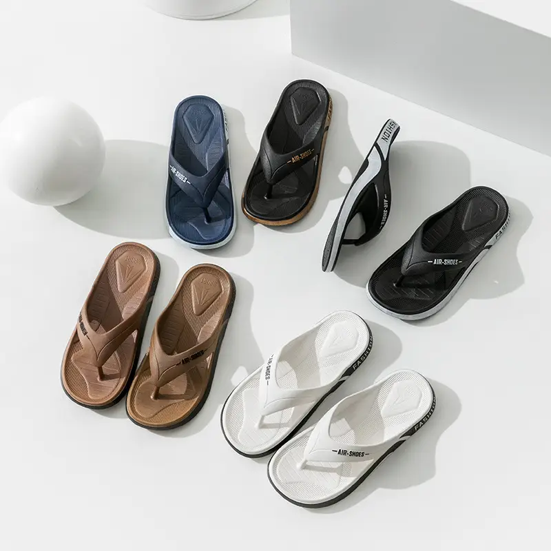 Men's Black Casual Sandals with Fashion Brand Logo