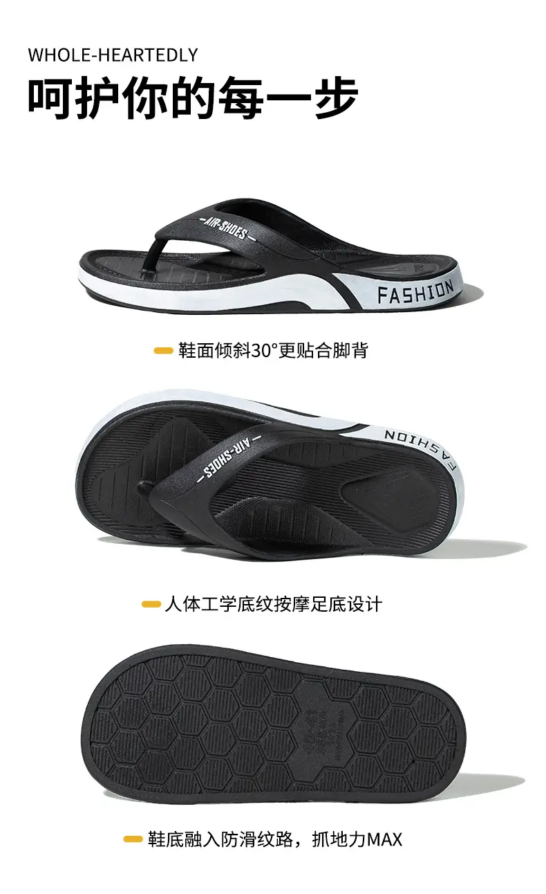 Men's Black Casual Sandals with Fashion Brand Logo — feature 10