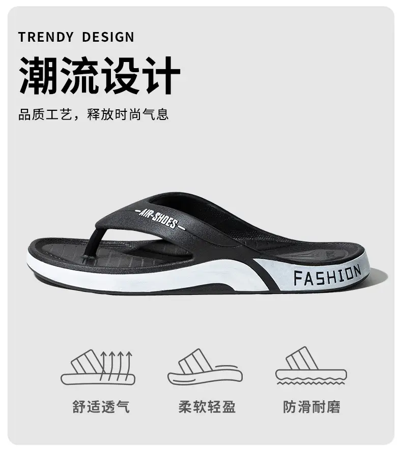 Men's Black Casual Sandals with Fashion Brand Logo — feature 2