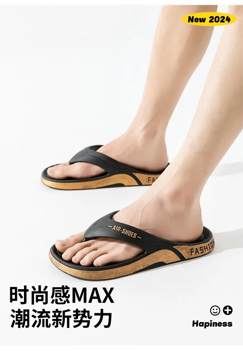 Men's Black Casual Sandals with Fashion Brand Logo — feature 6