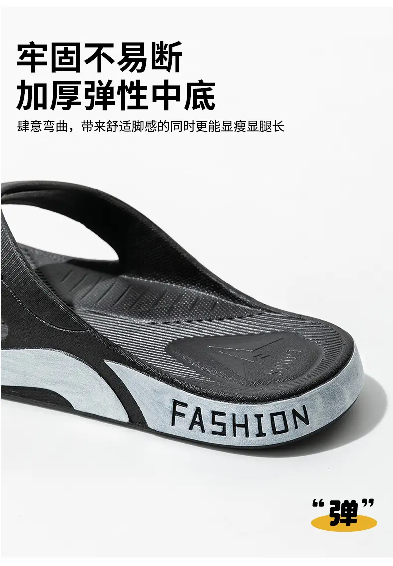 Men's Black Casual Sandals with Fashion Brand Logo — feature 8