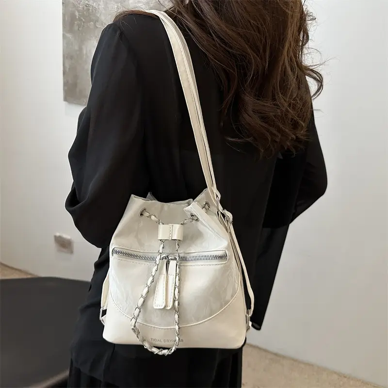 Women's Texeled Bucket Bag Blue 2024 Summer - Image 7