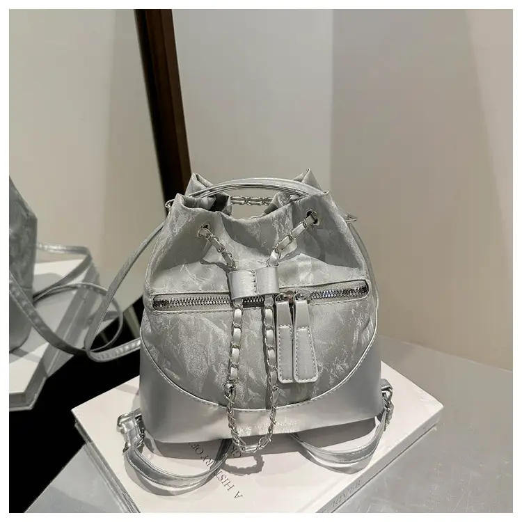 Women's Texeled Bucket Bag Blue 2024 Summer — feature 11