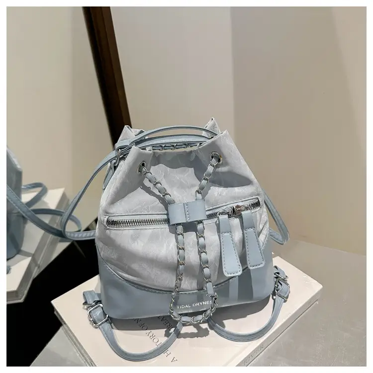 Women's Texeled Bucket Bag Blue 2024 Summer — feature 14