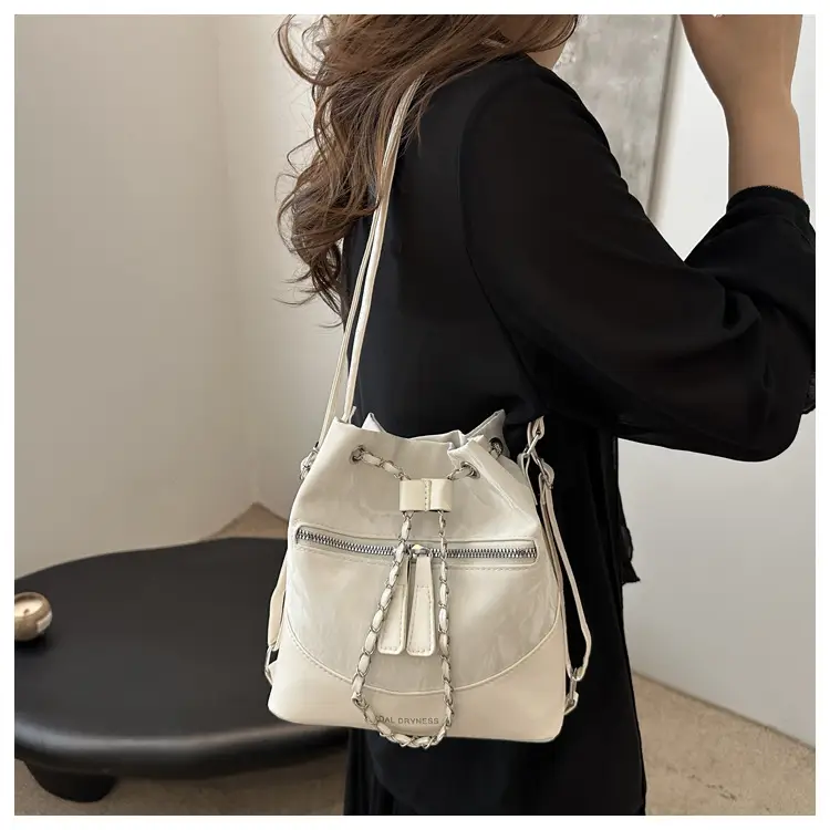 Women's Texeled Bucket Bag Blue 2024 Summer — feature 16