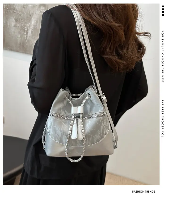 Women's Texeled Bucket Bag Blue 2024 Summer — feature 2