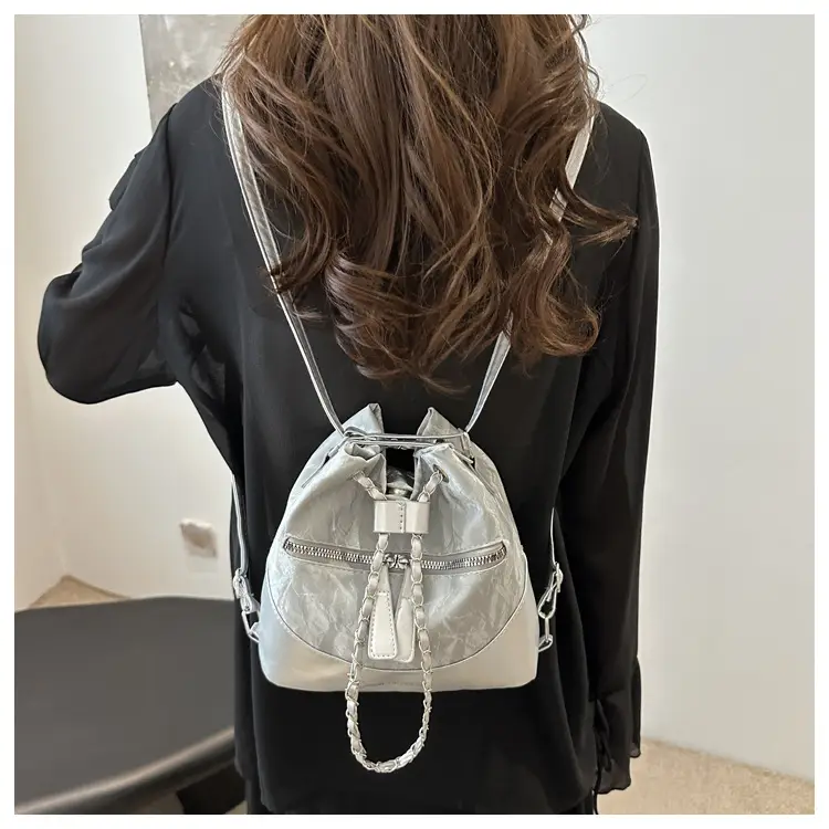 Women's Texeled Bucket Bag Blue 2024 Summer — feature 24