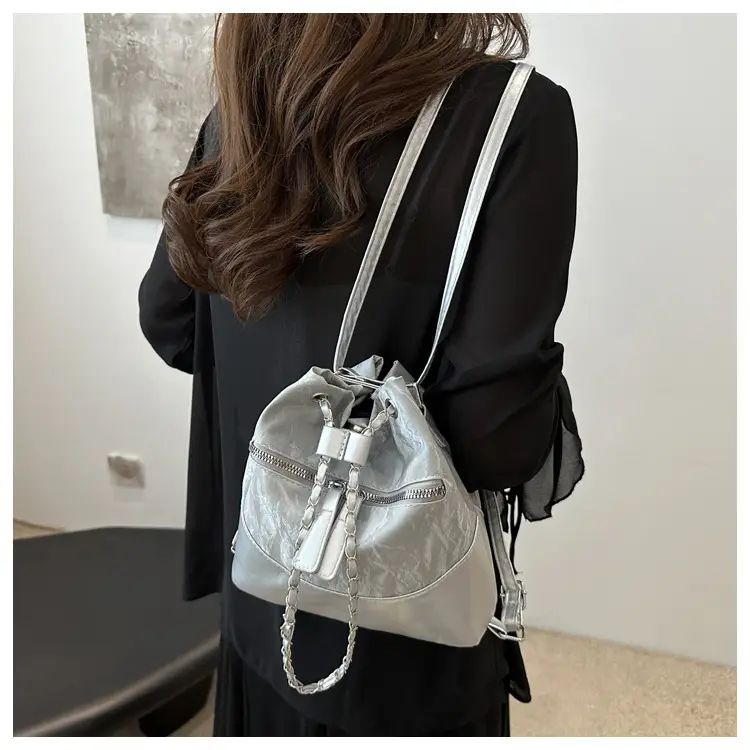 Women's Texeled Bucket Bag Blue 2024 Summer — feature 25