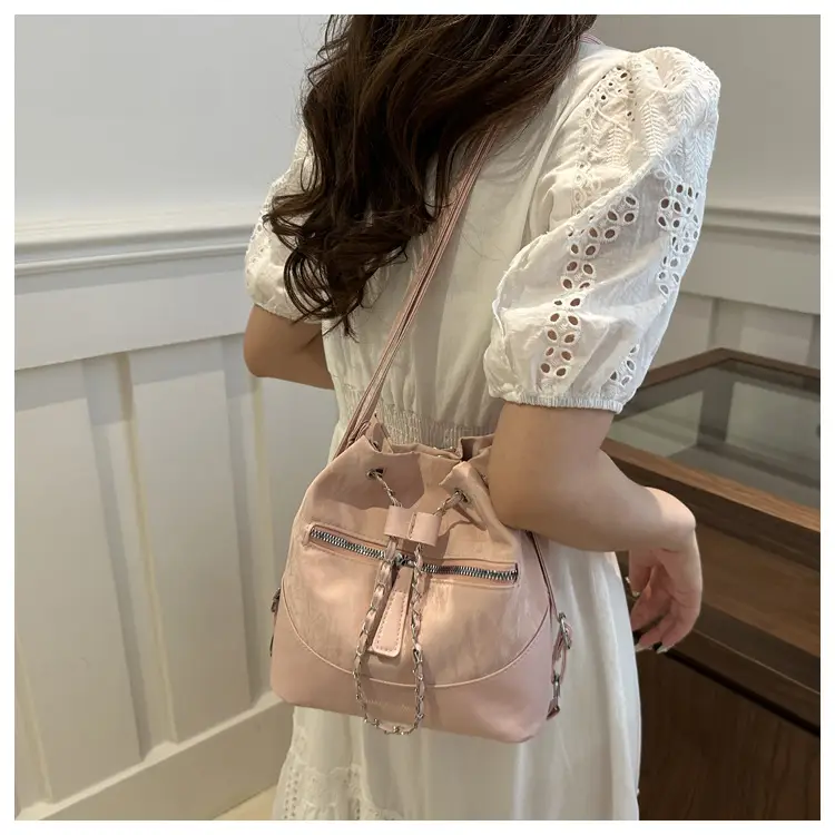 Women's Texeled Bucket Bag Blue 2024 Summer — feature 31