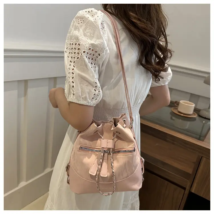 Women's Texeled Bucket Bag Blue 2024 Summer — feature 32