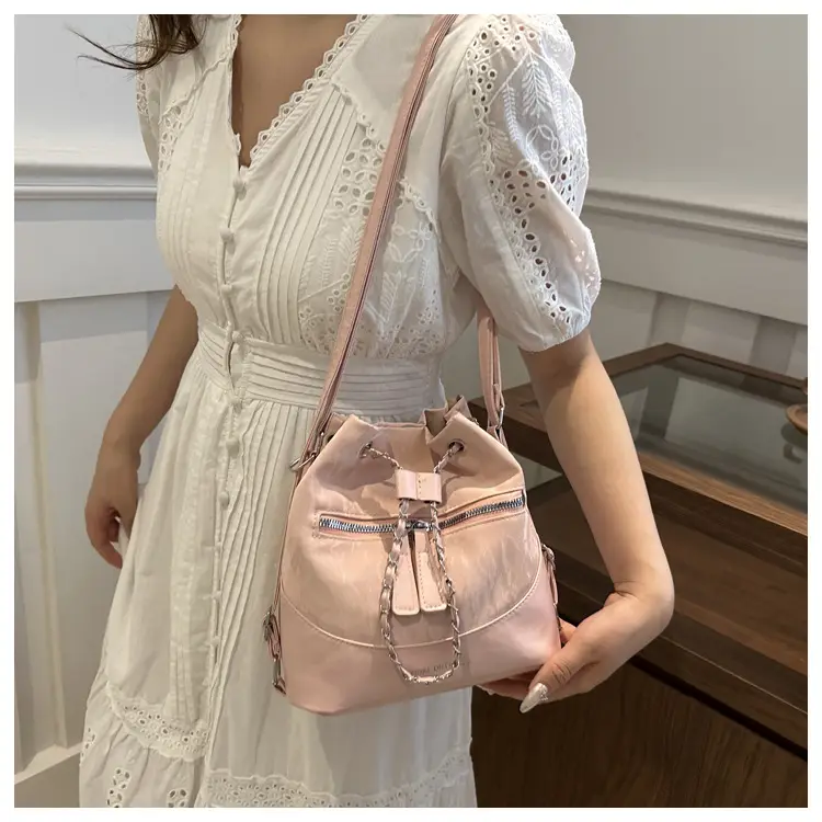 Women's Texeled Bucket Bag Blue 2024 Summer — feature 33