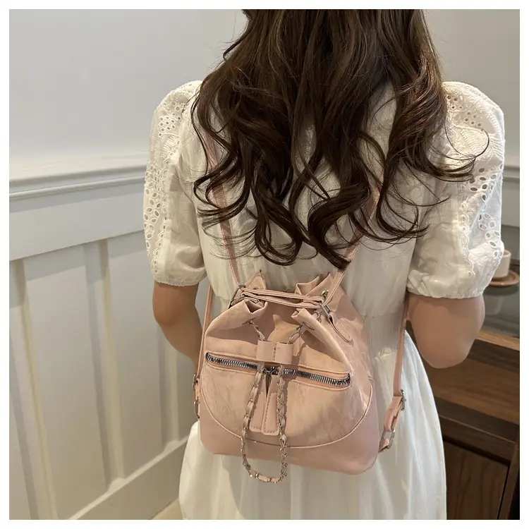 Women's Texeled Bucket Bag Blue 2024 Summer — feature 34