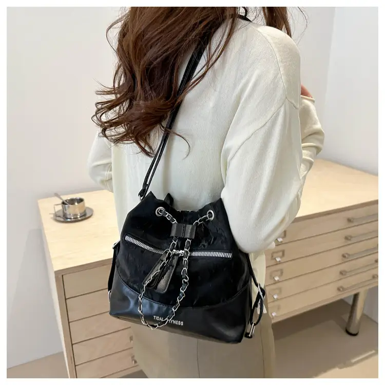 Women's Texeled Bucket Bag Blue 2024 Summer — feature 36