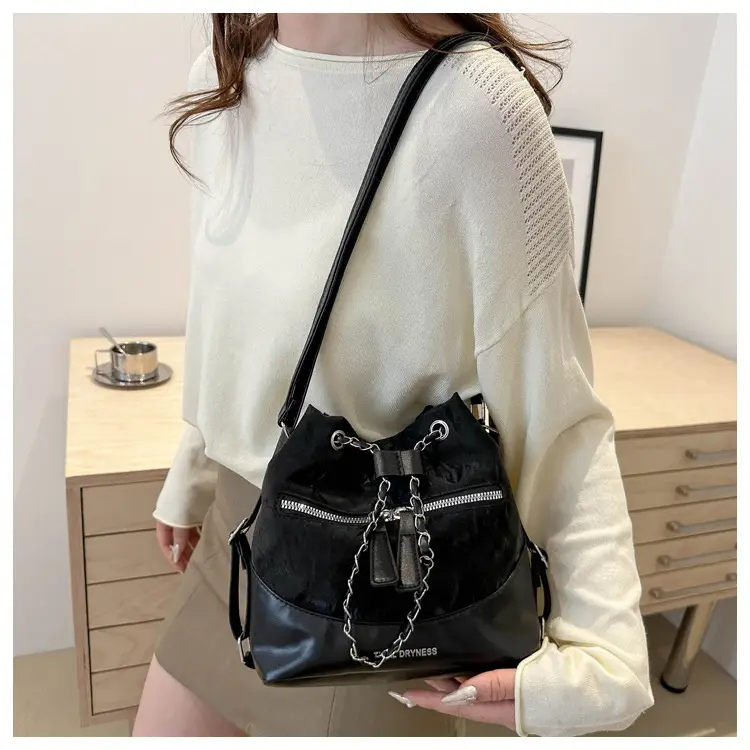 Women's Texeled Bucket Bag Blue 2024 Summer — feature 37