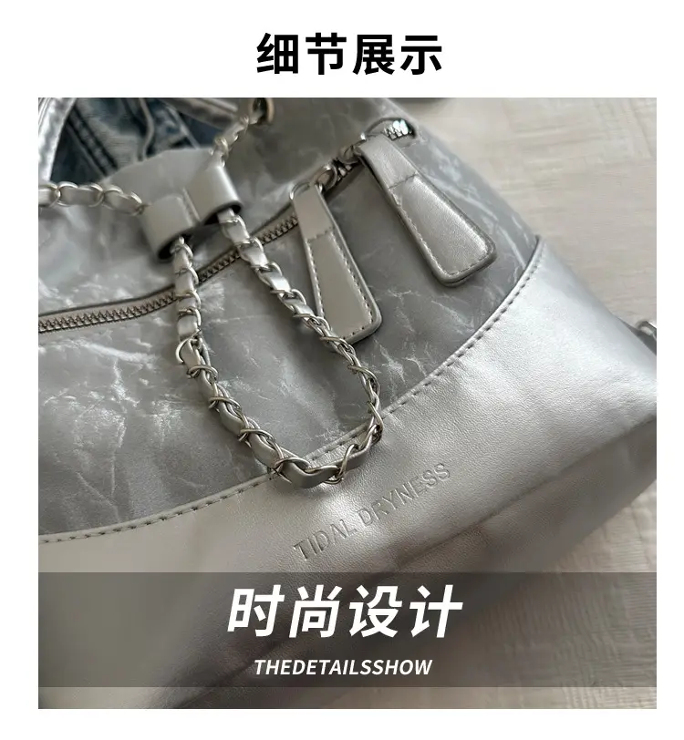Women's Texeled Bucket Bag Blue 2024 Summer — feature 4