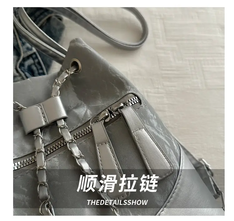 Women's Texeled Bucket Bag Blue 2024 Summer — feature 5